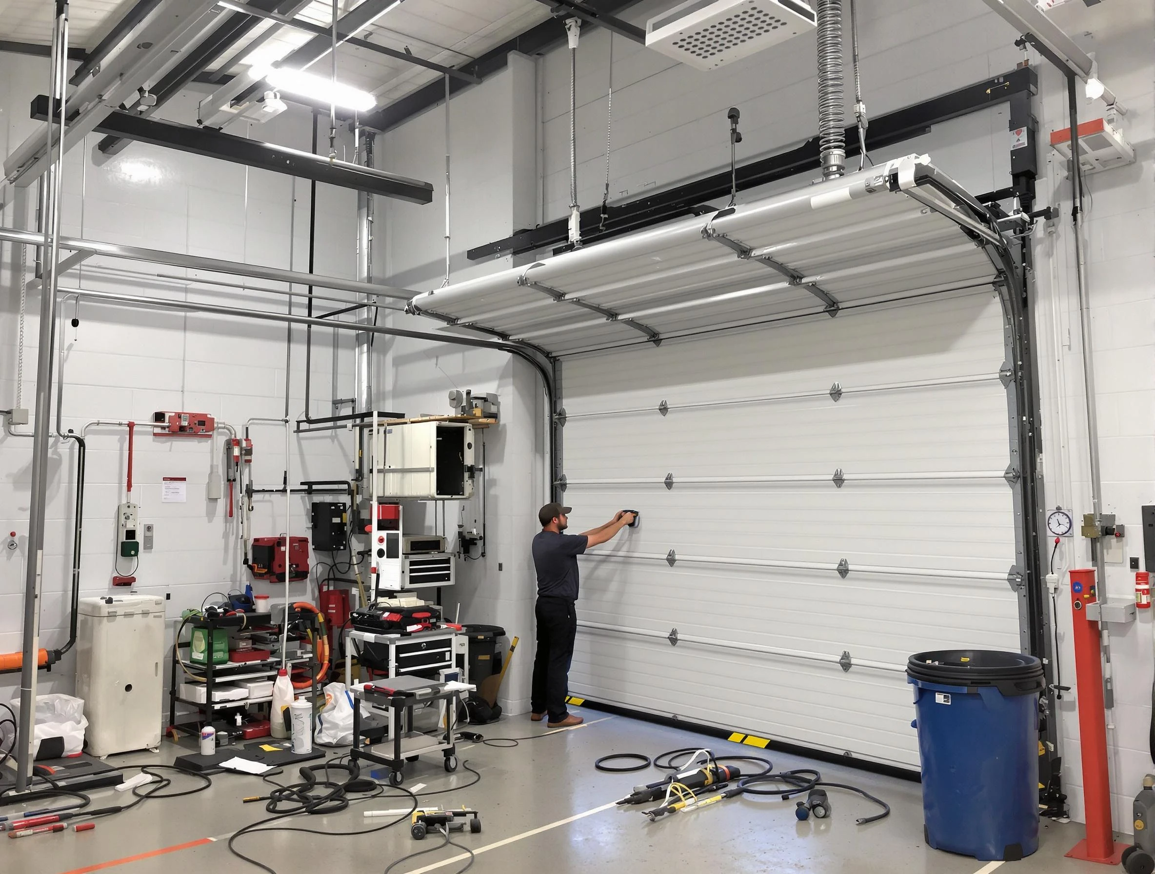 Fort Myers Garage Door Repair certified technician performing commercial door repair at a Fort Myers business facility