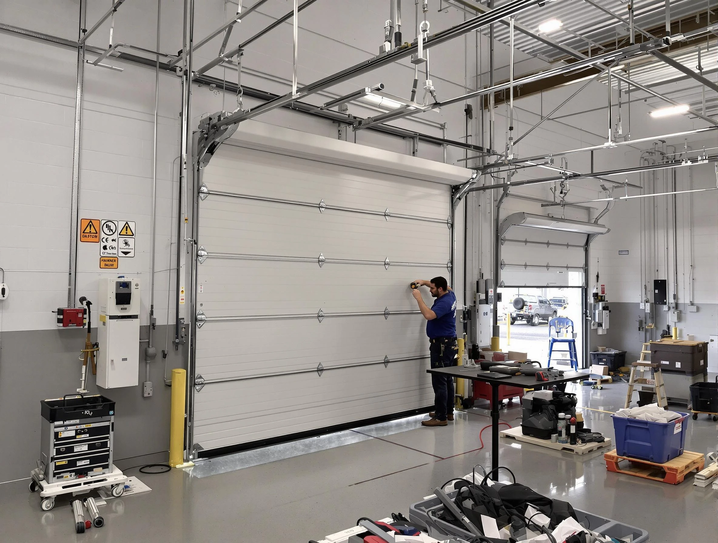 Commercial garage door repair being performed by Fort Myers Garage Door Repair expert in Fort Myers