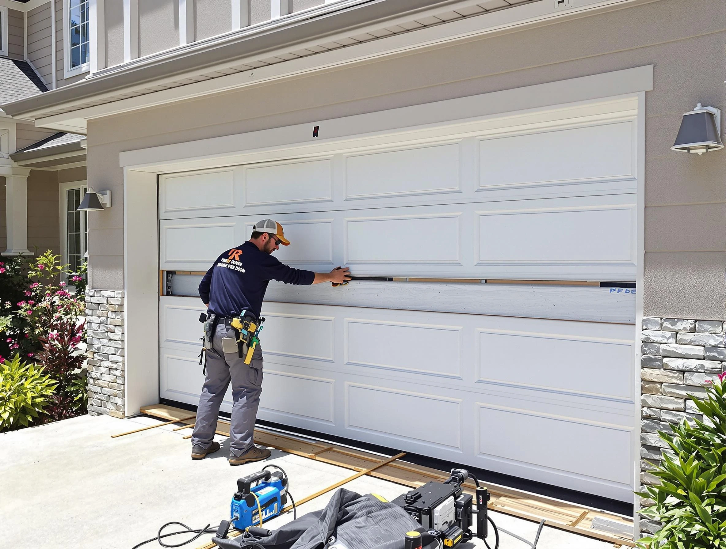 Fort Myers Garage Door Repair team performing complete garage door replacement at Fort Myers residence