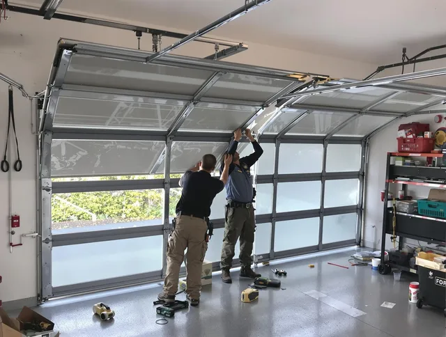 Fort Myers Garage Door Repair expert performing precise panel replacement on Fort Myers garage door