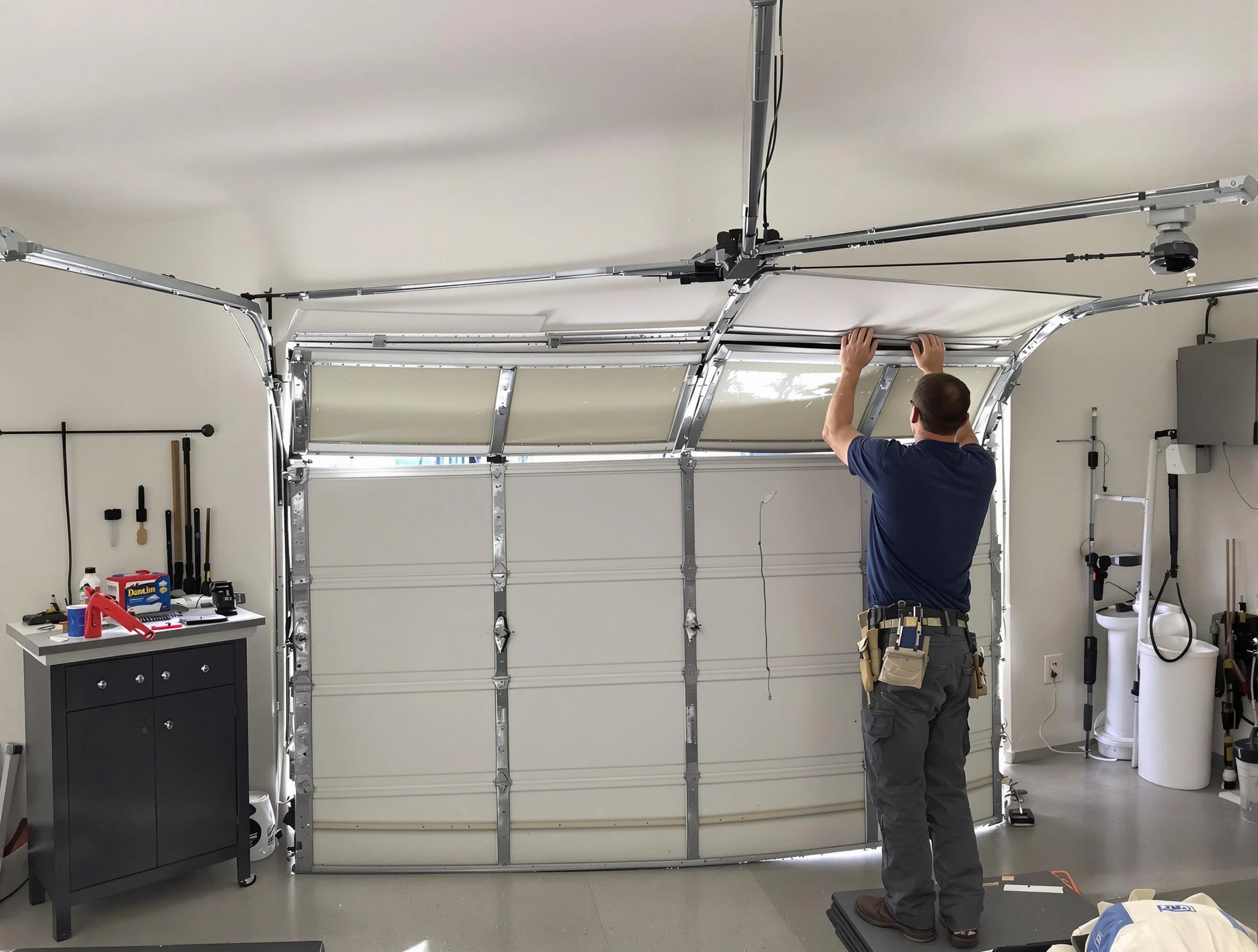 Fort Myers Garage Door Repair specialist performing precise section replacement on Fort Myers garage door