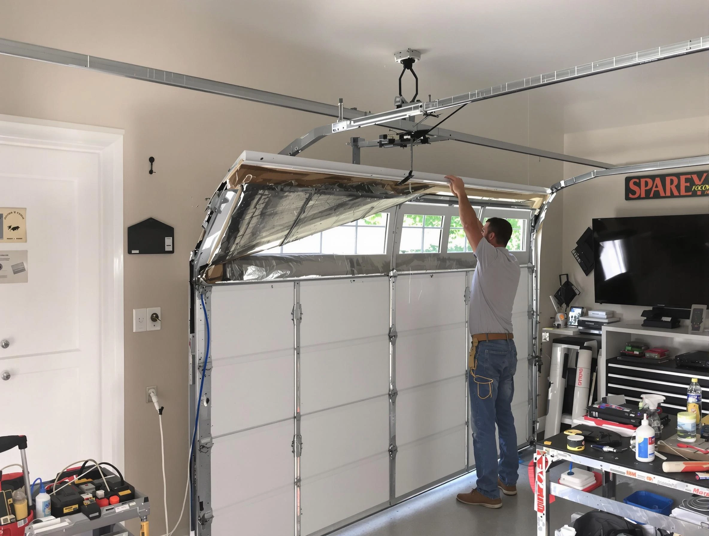 Garage door section replacement by Fort Myers Garage Door Repair in Fort Myers